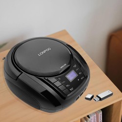 Lecteur cd avec bleutooth, lp-d03 radio fm portable stéréo avec son cristallin, lecture mp3, entrée usb et aux, prise casque, ec