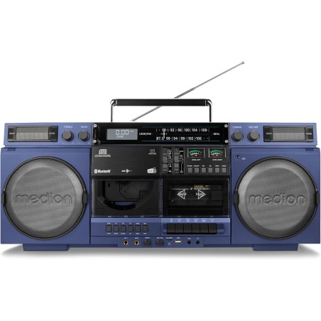 Medion p66538 enregistreur à cassettes (ghettoblaster rétro avec lecteur cd, années 80, grand, usb, sd, cd, cassettes mc, radio 