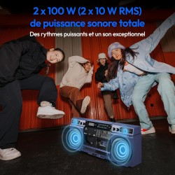 Medion p66538 enregistreur à cassettes (ghettoblaster rétro avec lecteur cd, années 80, grand, usb, sd, cd, cassettes mc, radio 