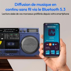 Medion p66538 enregistreur à cassettes (ghettoblaster rétro avec lecteur cd, années 80, grand, usb, sd, cd, cassettes mc, radio 