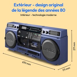 Medion p66538 enregistreur à cassettes (ghettoblaster rétro avec lecteur cd, années 80, grand, usb, sd, cd, cassettes mc, radio 
