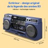 Medion p66538 enregistreur à cassettes (ghettoblaster rétro avec lecteur cd, années 80, grand, usb, sd, cd, cassettes mc, radio 