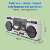 Medion p66538 enregistreur à cassettes (ghettoblaster rétro avec lecteur cd, années 80, grand, usb, sd, cd, cassettes mc, radio 