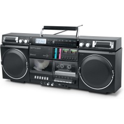 Muse boombox bleutooth rétro avec radio, cd, enregistreur cassette, puissance de sortie 80 w, usb, aux, fente pour carte micro s