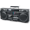Muse boombox bleutooth rétro avec radio, cd, enregistreur cassette, puissance de sortie 80 w, usb, aux, fente pour carte micro s