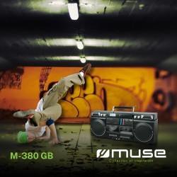 Muse boombox bleutooth rétro avec radio, cd, enregistreur cassette, puissance de sortie 80 w, usb, aux, fente pour carte micro s