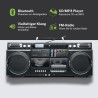 Muse boombox bleutooth rétro avec radio, cd, enregistreur cassette, puissance de sortie 80 w, usb, aux, fente pour carte micro s