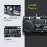 Muse boombox bleutooth rétro avec radio, cd, enregistreur cassette, puissance de sortie 80 w, usb, aux, fente pour carte micro s