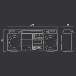 Muse boombox bleutooth rétro avec radio, cd, enregistreur cassette, puissance de sortie 80 w, usb, aux, fente pour carte micro s