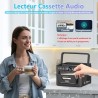 Grande lecteur cd portable pour la maison et boombox rechargeable avec radio, bleutooth, télécommande, batterie 5000 mah, usb, a