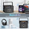 Grande lecteur cd portable pour la maison et boombox rechargeable avec radio, bleutooth, télécommande, batterie 5000 mah, usb, a