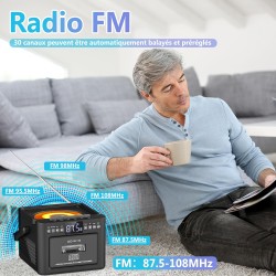 Grande lecteur cd portable pour la maison et boombox rechargeable avec radio, bleutooth, télécommande, batterie 5000 mah, usb, a