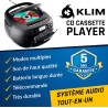 Klim lecteur cd & lecteur cassette audio, am/fm poste radio cd, lecteur cd bleutooth, son stéréo, télécommande, enregistrement d
