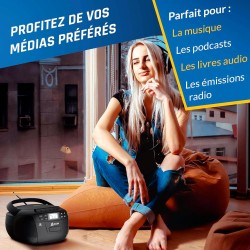 Klim lecteur cd & lecteur cassette audio, am/fm poste radio cd, lecteur cd bleutooth, son stéréo, télécommande, enregistrement d