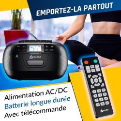 Klim lecteur cd & lecteur cassette audio, am/fm poste radio cd, lecteur cd bleutooth, son stéréo, télécommande, enregistrement d