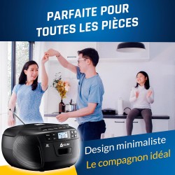 Klim lecteur cd & lecteur cassette audio, am/fm poste radio cd, lecteur cd bleutooth, son stéréo, télécommande, enregistrement d