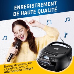 Klim lecteur cd & lecteur cassette audio, am/fm poste radio cd, lecteur cd bleutooth, son stéréo, télécommande, enregistrement d
