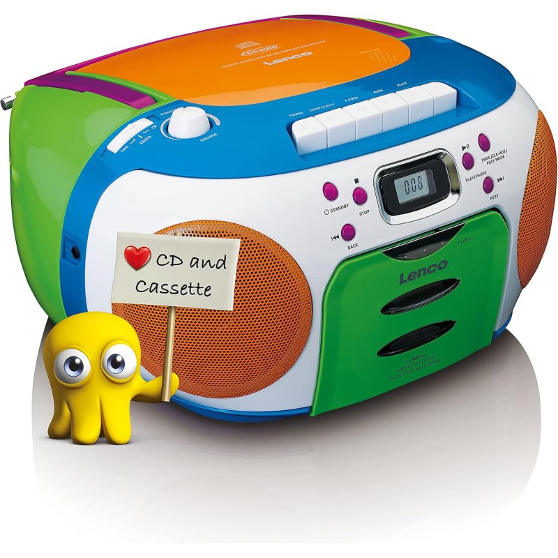 Lenco SCD-971 - Radio portable - CD - Lecteur cassette - enfants - Multicolor