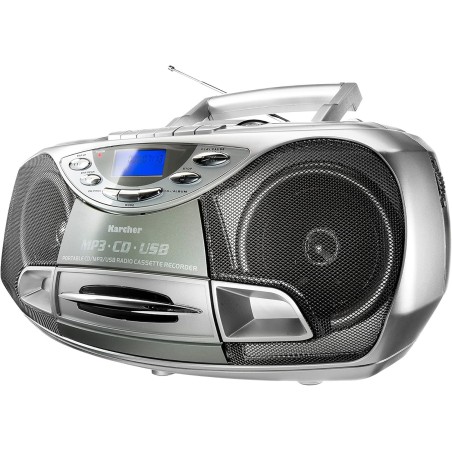 Karcher RR 510N Portable Radio CD Stéréo (Lecteur CD / MP3, Radio FM, Cassette, Lecture MP3, 100 Watt (PMPO), USB 2.0).