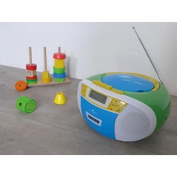 SCHWAIGER 661644 Lecteur CD avec Cassette et Radio MP3 Connexion USB FM Radio AUX Casque Boombox Fonctionnement sur Secteur et P