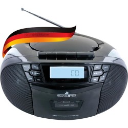 SCHWAIGER 658026 Lecteur CD avec Cassette et Radio MP3 Connexion USB FM Radio AUX Casque Boombox Fonctionnement sur Secteur et P
