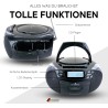 SCHWAIGER 658026 Lecteur CD avec Cassette et Radio MP3 Connexion USB FM Radio AUX Casque Boombox Fonctionnement sur Secteur et P