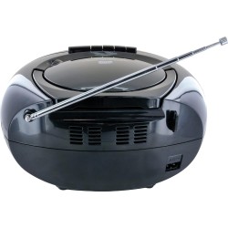 SCHWAIGER 658026 Lecteur CD avec Cassette et Radio MP3 Connexion USB FM Radio AUX Casque Boombox Fonctionnement sur Secteur et P