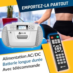 Klim lecteur cd & lecteur cassette audio, am/fm poste radio cd, bleutooth, son stéréo, télécommande, enregistrement de cassettes