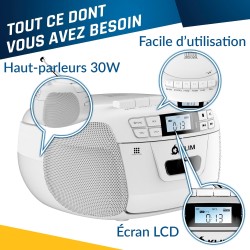 Klim lecteur cd & lecteur cassette audio, am/fm poste radio cd, bleutooth, son stéréo, télécommande, enregistrement de cassettes