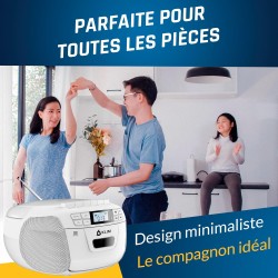 Klim lecteur cd & lecteur cassette audio, am/fm poste radio cd, bleutooth, son stéréo, télécommande, enregistrement de cassettes