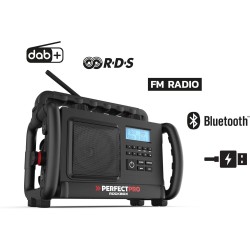 Perfectpro rockbox radio de chantier dab+, fm aux, bleutooth®, fm résistante aux chocs, noir