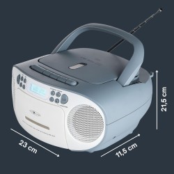 Reflexion RCR2260BL Radio-Lecteur CD FM AUX, CD, Cassette, FM Bleu-Blanc