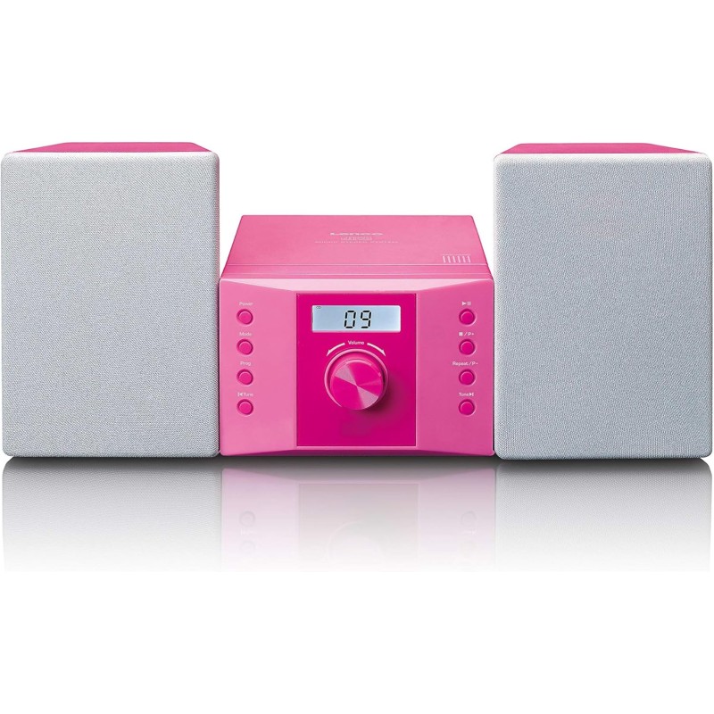 Lenco mc-013 rose chaîne stéréo avec radio fm et lecteur cd - rose et gris