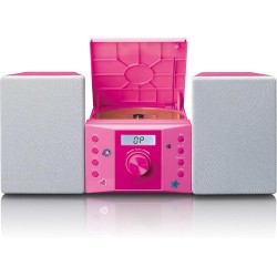 Lenco mc-013 rose chaîne stéréo avec radio fm et lecteur cd - rose et gris