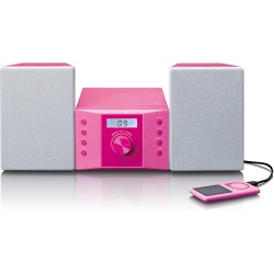 Lenco mc-013 rose chaîne stéréo avec radio fm et lecteur cd - rose et gris