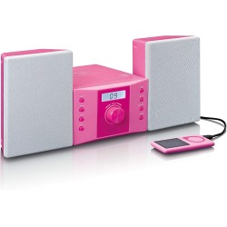 Lenco mc-013 rose chaîne stéréo avec radio fm et lecteur cd - rose et gris