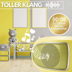 Boombox Portable | Radio FM | Entrée AUX | USB | Prise Casque | Système Compact | Lecteur CD | Chaîne Stéréo | Boombox Jaune Gla