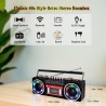 Lecteur enregistreur à cassettes rétro années 80 avec boombox bleutooth, radio am/fm/oc, enregistrement usb, prise casque, son s
