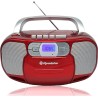 Roadstar RCR-4635UMP/RD Radio CD Cassette Portable, Radio Numerique PLL FM, Lecteur CD-MP3, USB, AUX-in, Sortie Casque, Rouge