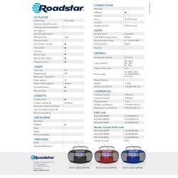 Roadstar RCR-4635UMP/RD Radio CD Cassette Portable, Radio Numerique PLL FM, Lecteur CD-MP3, USB, AUX-in, Sortie Casque, Rouge