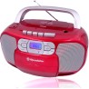 Roadstar RCR-4635UMP/RD Radio CD Cassette Portable, Radio Numerique PLL FM, Lecteur CD-MP3, USB, AUX-in, Sortie Casque, Rouge