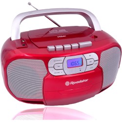 Roadstar RCR-4635UMP/RD Radio CD Cassette Portable, Radio Numerique PLL FM, Lecteur CD-MP3, USB, AUX-in, Sortie Casque, Rouge