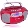 Roadstar RCR-4635UMP/RD Radio CD Cassette Portable, Radio Numerique PLL FM, Lecteur CD-MP3, USB, AUX-in, Sortie Casque, Rouge