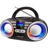 Cyberlux Lecteur CD portable, stéréo, USB, Boombox, CD/CD-R, radio FM, entrée AUX, prise casque, 20 emplacements mémoire, lumièr