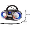 Cyberlux Lecteur CD portable, stéréo, USB, Boombox, CD/CD-R, radio FM, entrée AUX, prise casque, 20 emplacements mémoire, lumièr