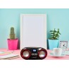 GP Lecteur CD portable, lumières disco LED Boombox avec CD/CD-R USB, radio FM, entrée AUX, prise casque, 20 emplacements de mémo
