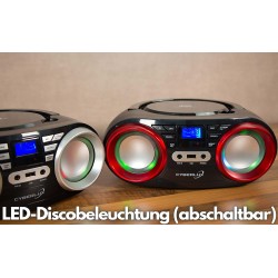 GP Lecteur CD portable, lumières disco LED Boombox avec CD/CD-R USB, radio FM, entrée AUX, prise casque, 20 emplacements de mémo