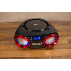GP Lecteur CD portable, lumières disco LED Boombox avec CD/CD-R USB, radio FM, entrée AUX, prise casque, 20 emplacements de mémo