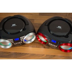 GP Lecteur CD portable, lumières disco LED Boombox avec CD/CD-R USB, radio FM, entrée AUX, prise casque, 20 emplacements de mémo