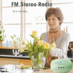 Lecteur cd portable boombox pour enfants (avec bleutooth, radio fm, mp3, usb, aux, prise casque), son stéréo pour toute la famil